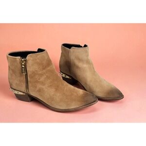 Sam Edelman Circus Holt Camel Suede Ankle Boots Gold Studded Heel Size 8